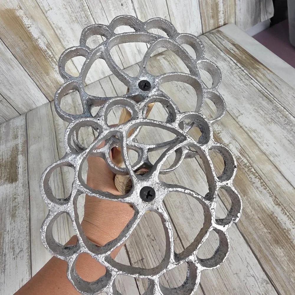 Vintage Scandinavian Rosette Irons Set of 2 Wood Handle Aluminum Cookie Molds